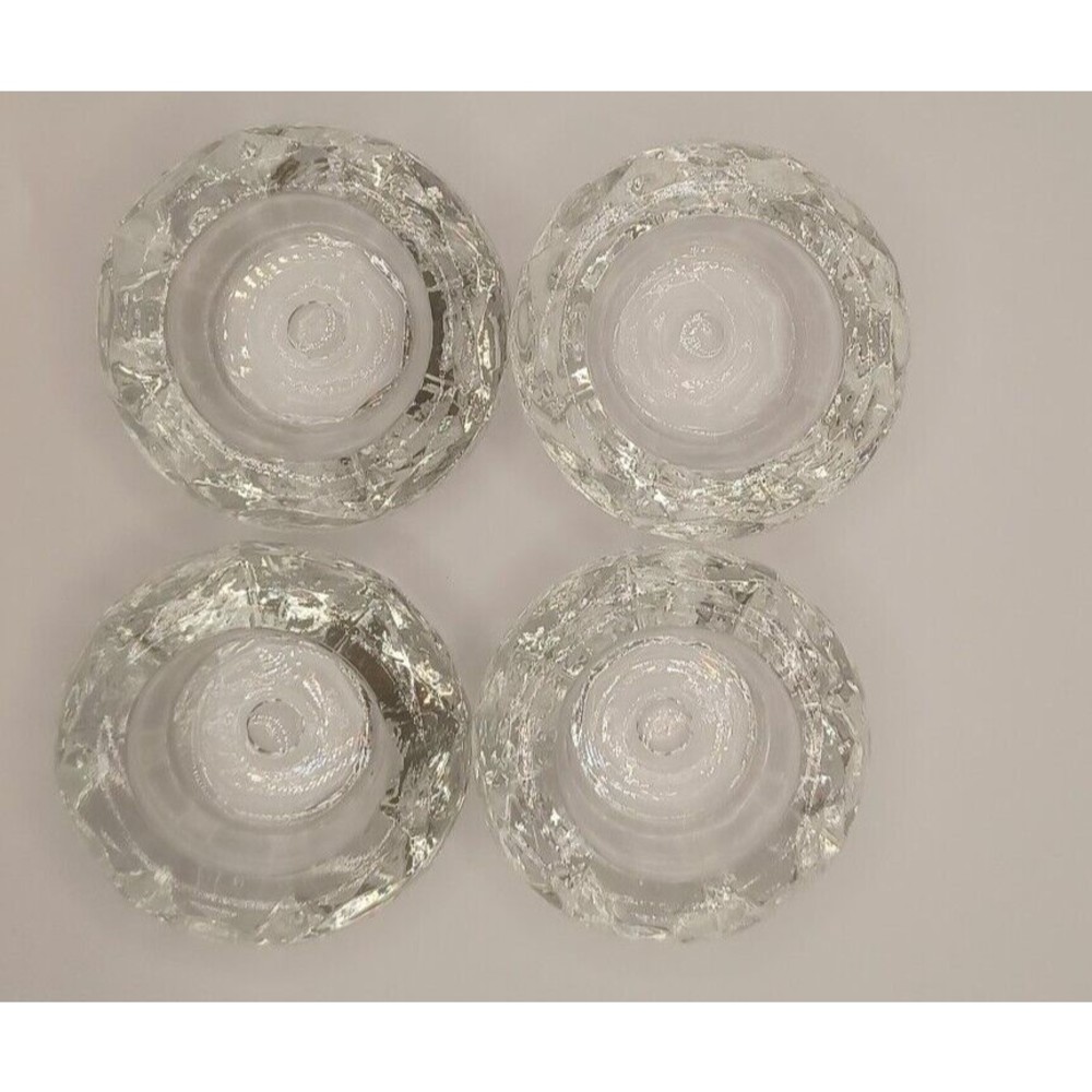 4 Crystal Round Bubble Tealight Votive Candle Holders.